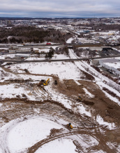 Land for public housing and other development in Shannon Park in Dartmouth is seen in February 2026. (Build Nova Scotia)